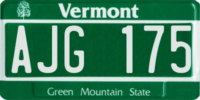VT license plate AJG175