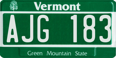VT license plate AJG183