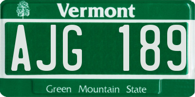 VT license plate AJG189