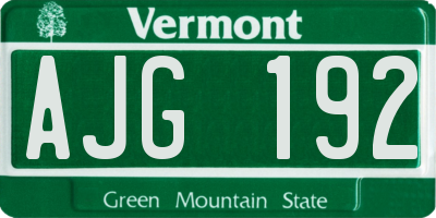 VT license plate AJG192