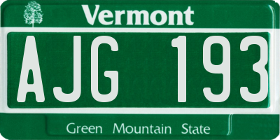 VT license plate AJG193