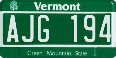 VT license plate AJG194