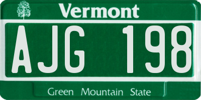 VT license plate AJG198