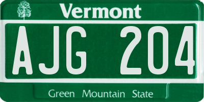 VT license plate AJG204