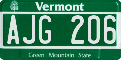 VT license plate AJG206