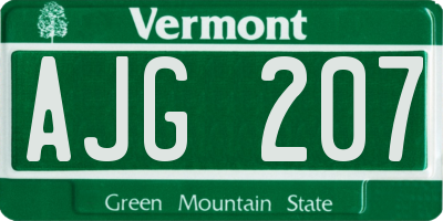 VT license plate AJG207