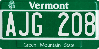 VT license plate AJG208