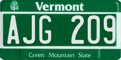 VT license plate AJG209