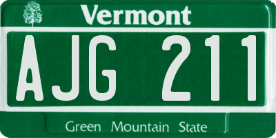 VT license plate AJG211