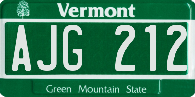 VT license plate AJG212