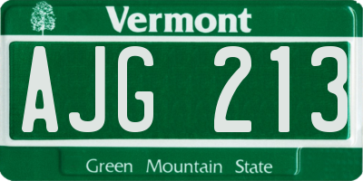 VT license plate AJG213
