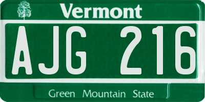VT license plate AJG216
