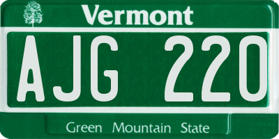 VT license plate AJG220