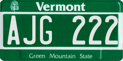 VT license plate AJG222