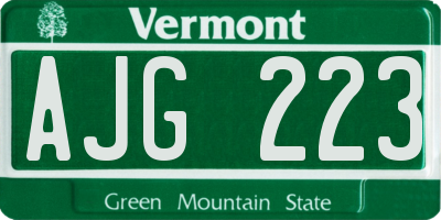 VT license plate AJG223