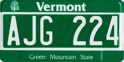 VT license plate AJG224