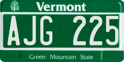 VT license plate AJG225