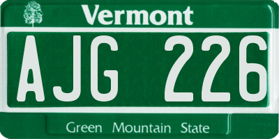 VT license plate AJG226