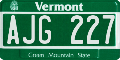 VT license plate AJG227