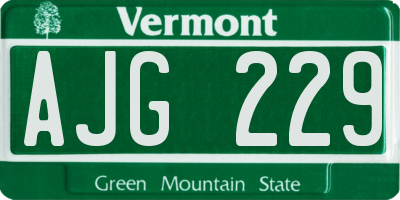 VT license plate AJG229