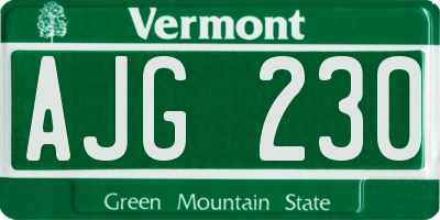 VT license plate AJG230