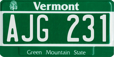 VT license plate AJG231