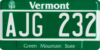 VT license plate AJG232