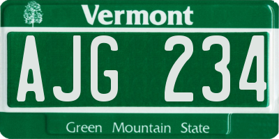 VT license plate AJG234
