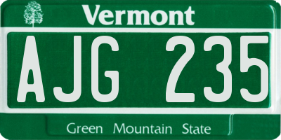 VT license plate AJG235