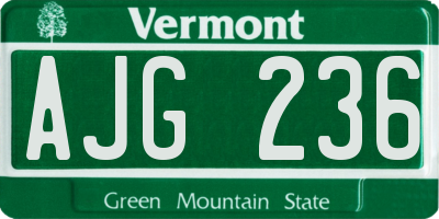 VT license plate AJG236