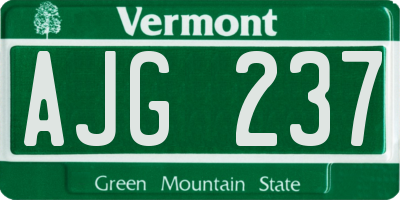 VT license plate AJG237
