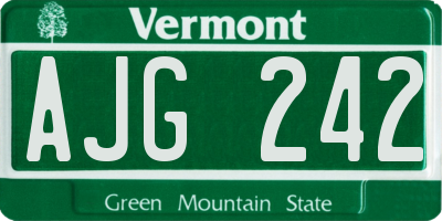 VT license plate AJG242