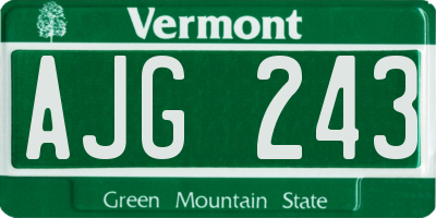 VT license plate AJG243