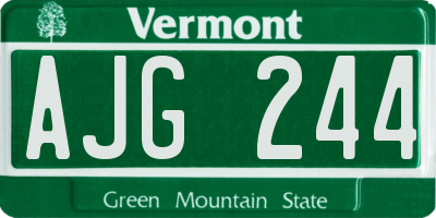 VT license plate AJG244
