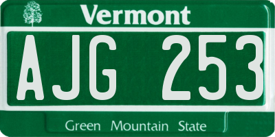 VT license plate AJG253