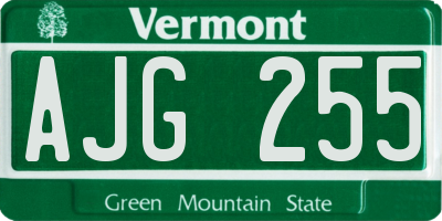 VT license plate AJG255