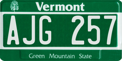VT license plate AJG257