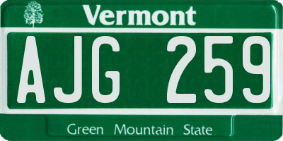 VT license plate AJG259