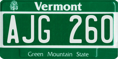 VT license plate AJG260