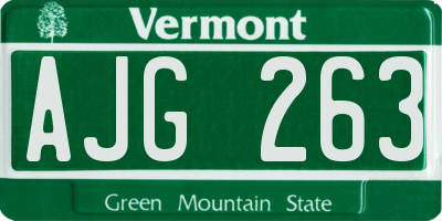 VT license plate AJG263