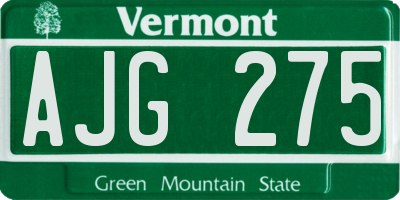VT license plate AJG275