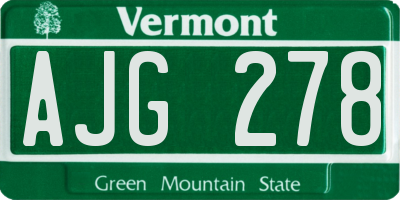 VT license plate AJG278