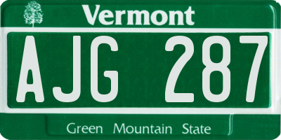 VT license plate AJG287