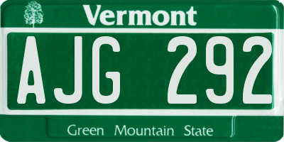 VT license plate AJG292