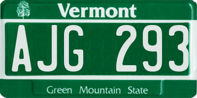 VT license plate AJG293