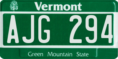 VT license plate AJG294
