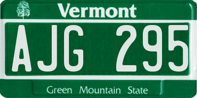 VT license plate AJG295