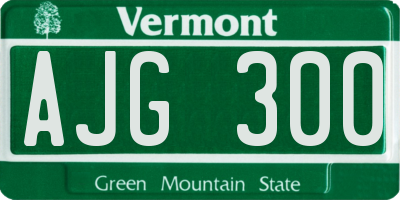 VT license plate AJG300