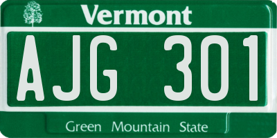 VT license plate AJG301