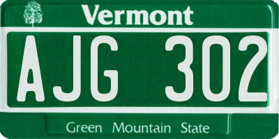 VT license plate AJG302